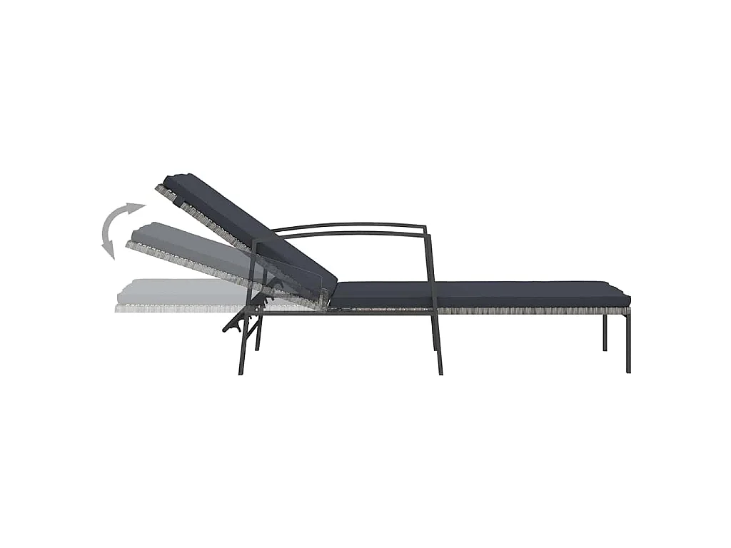 Chaises longues lot de avec table Résine tressée Gris