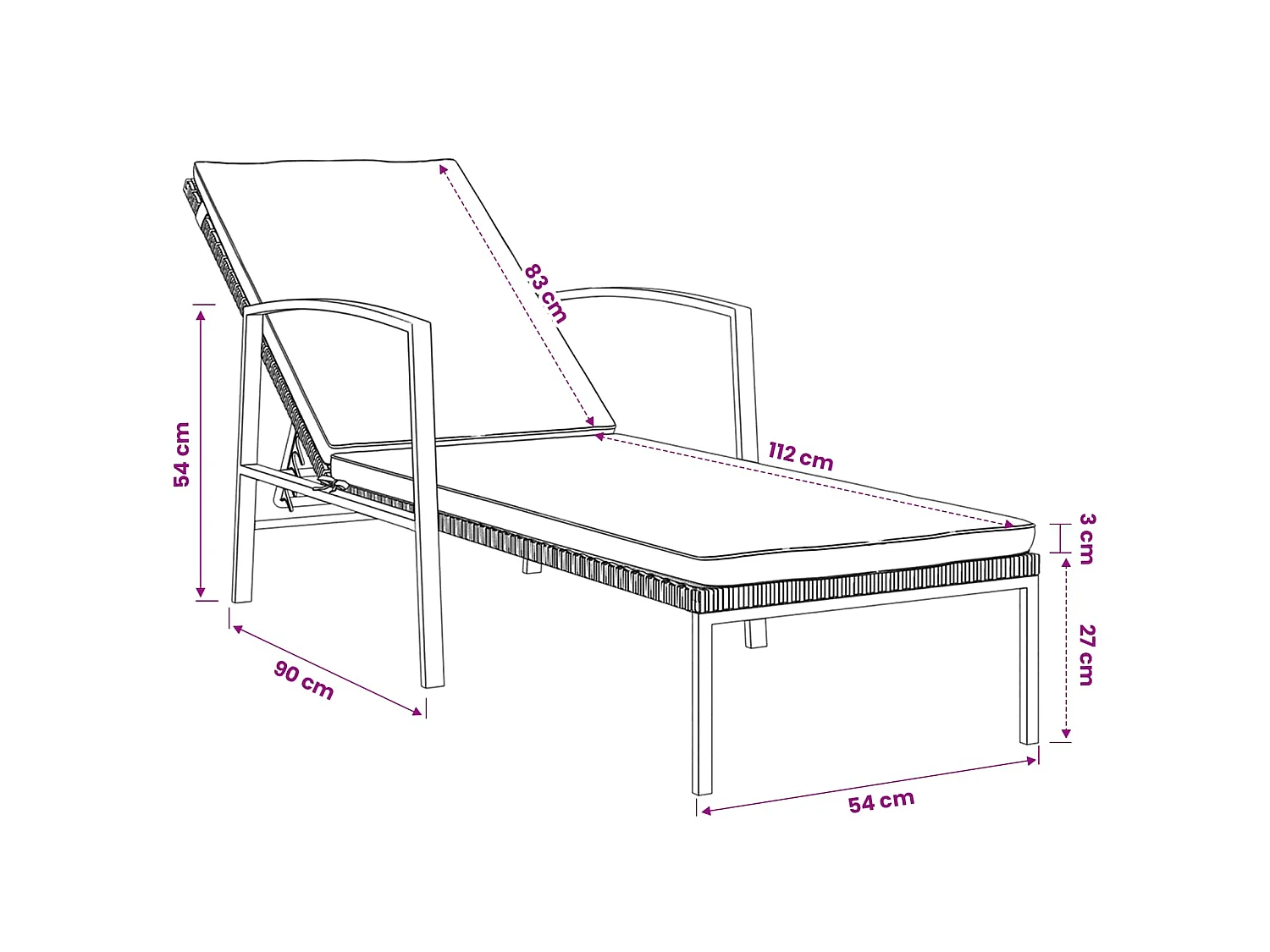 Chaises longues lot de avec table Résine tressée Gris