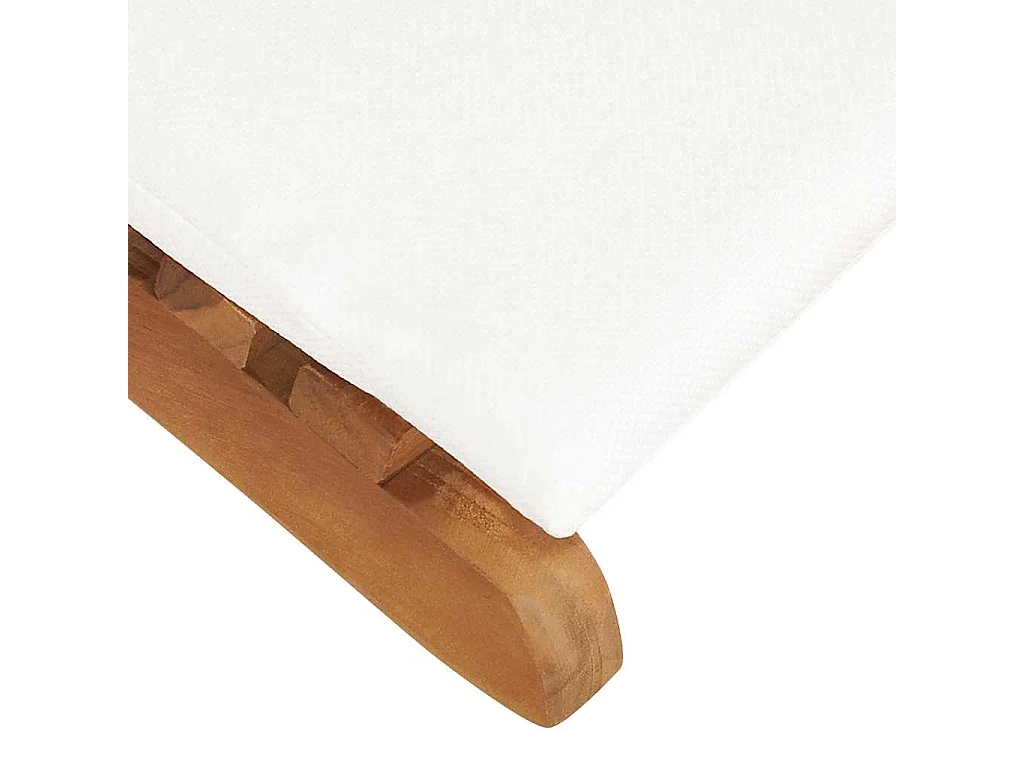 Chaise longue pliable avec coussin blanc crème Bois de teck