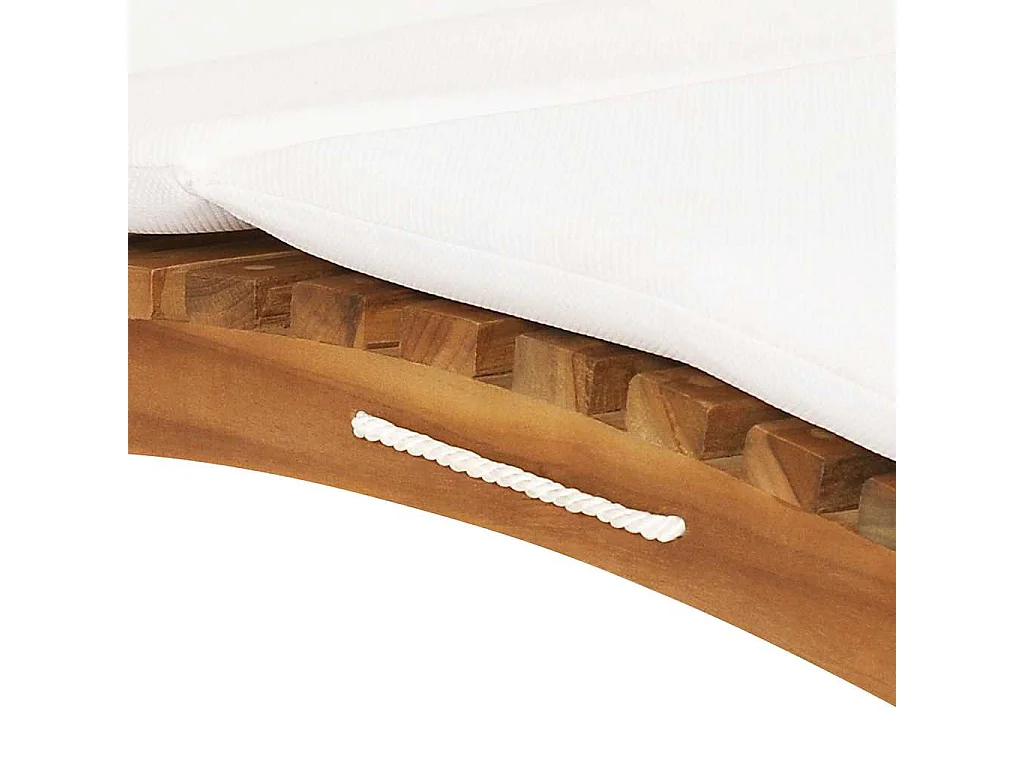 Tumbona plegable con cojín blanco crema madera maciza de teca