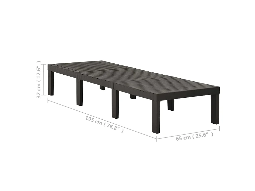 Ligbed kunststof antracietkleurig