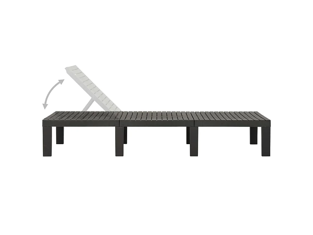Ligbed kunststof antracietkleurig