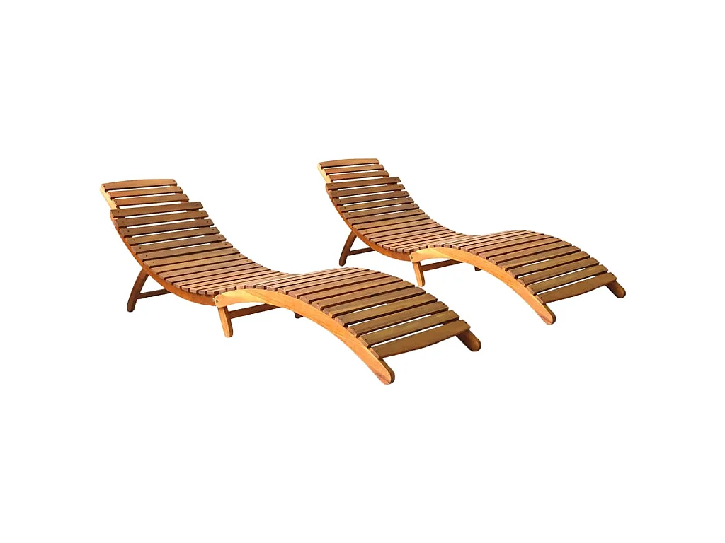 Sonnenliegen 2 Stk. Massivholz Akazie