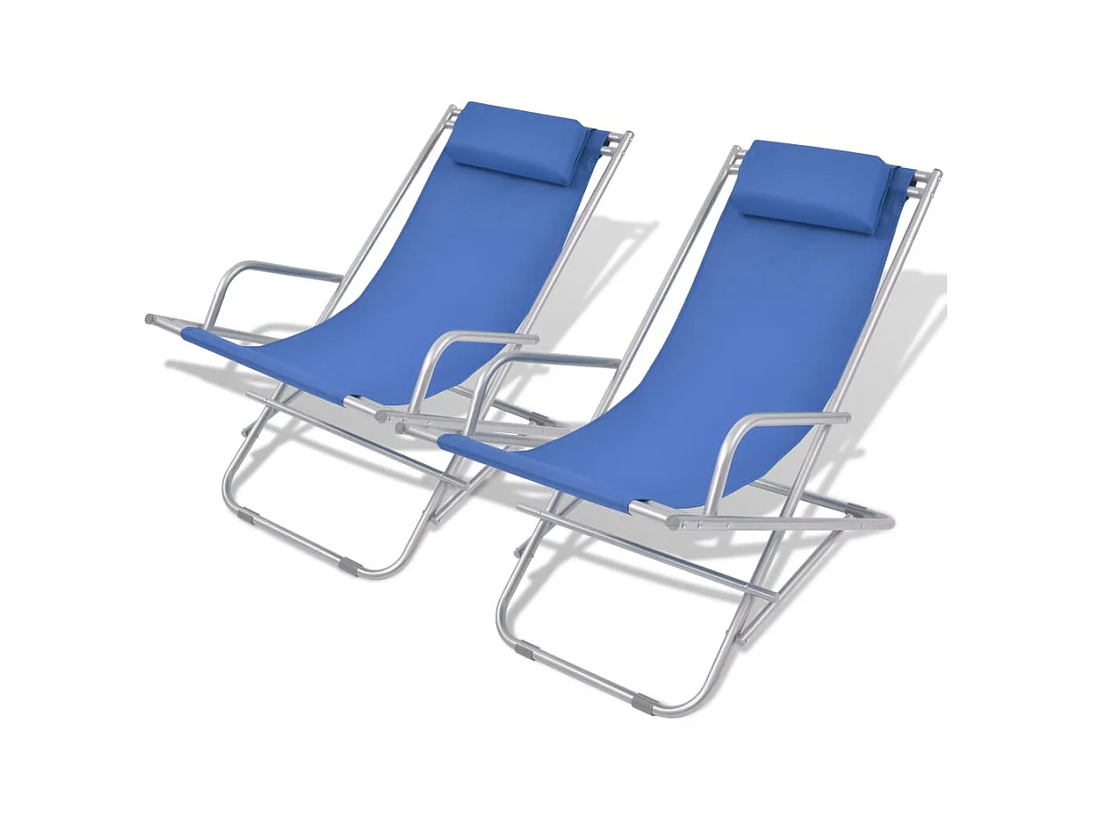 Chaises inclinables de terrasse lot de 2 Acier Bleu