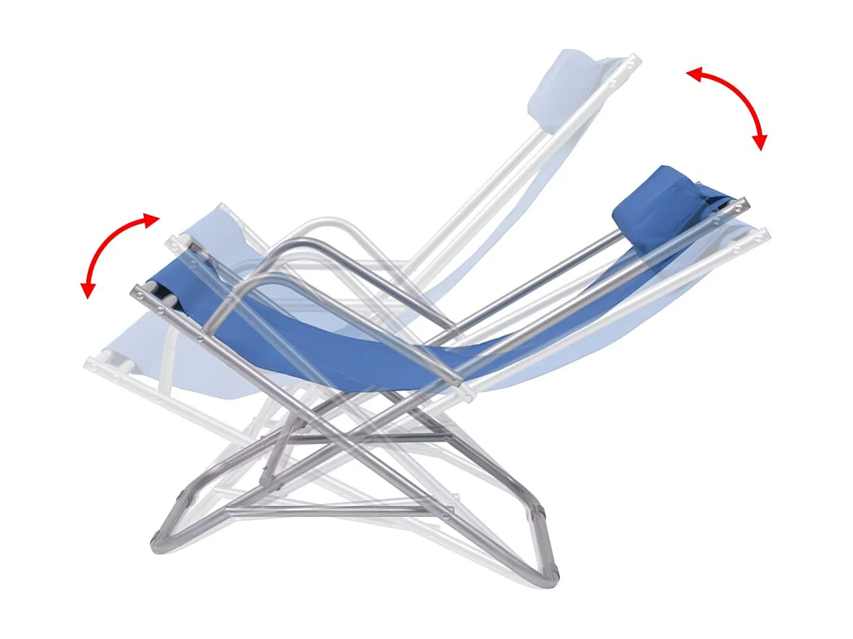 Chaises inclinables de terrasse lot de 2 Acier Bleu