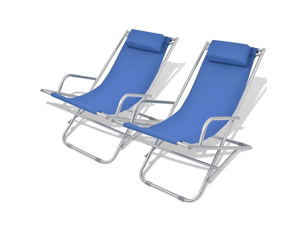 Terrasstoelen verstelbaar 2 st staal blauw