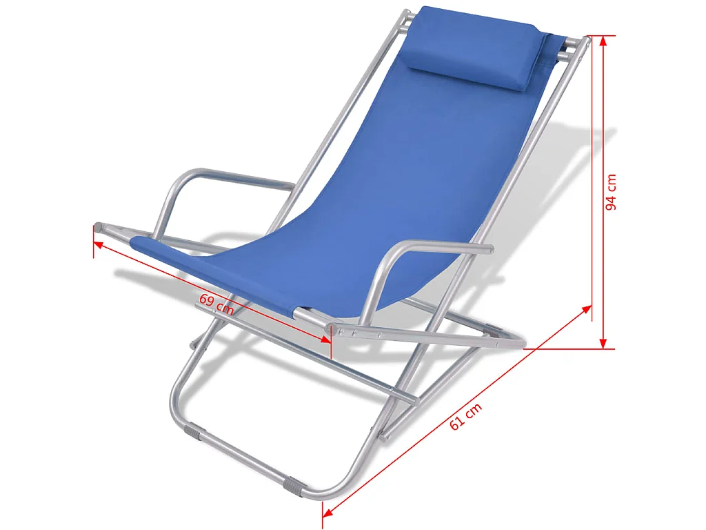 Terrasstoelen verstelbaar 2 st staal blauw