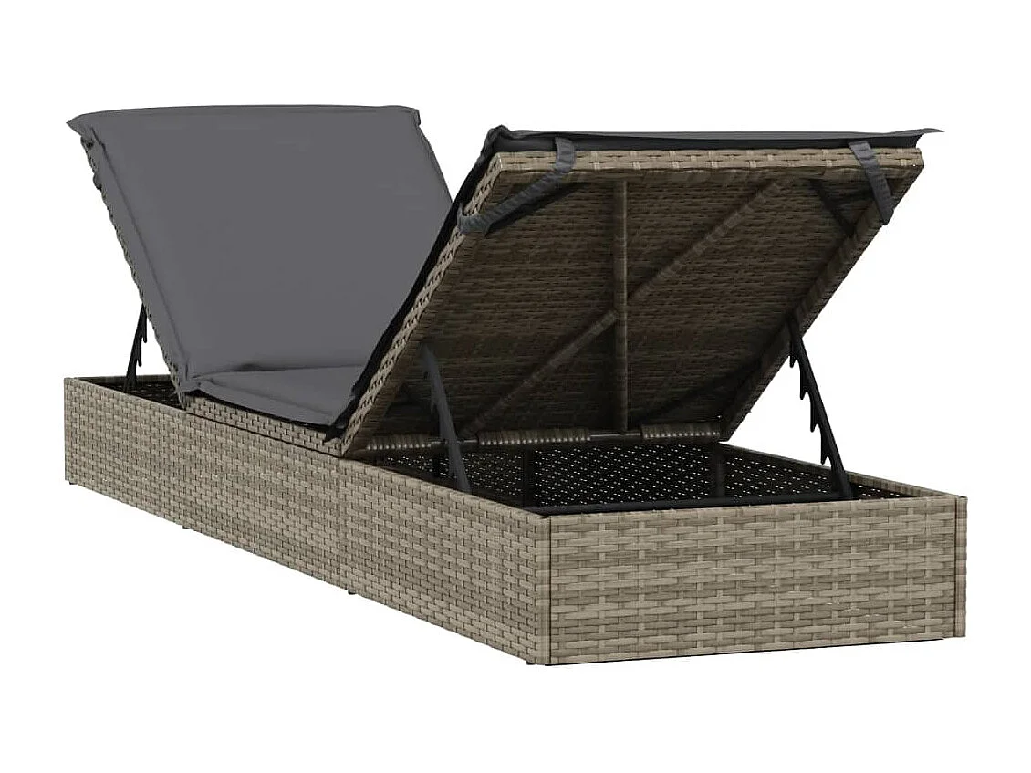 Transat 1 pc avec table gris résine tressée