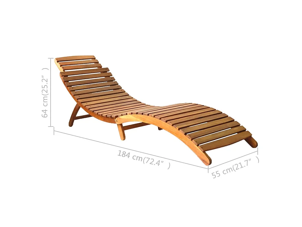 | Ligbed | 1-persoon bruin 55 x 184 x 64cm Massief Acaciahout