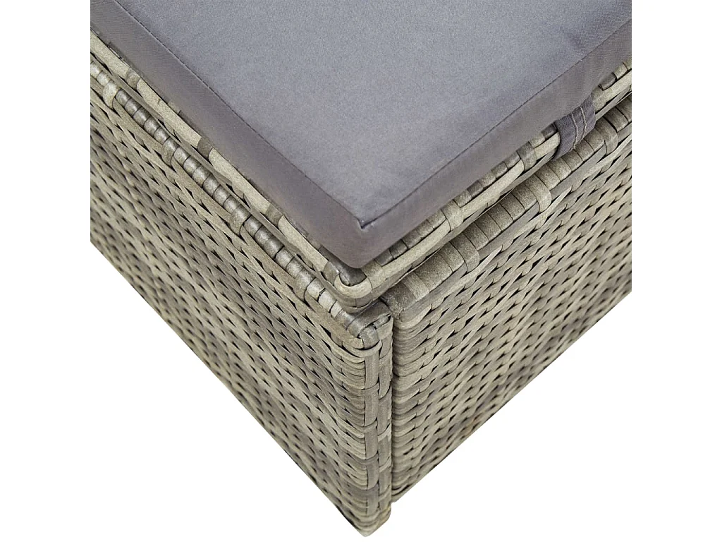 Ligbed met kussen poly rattan grijs