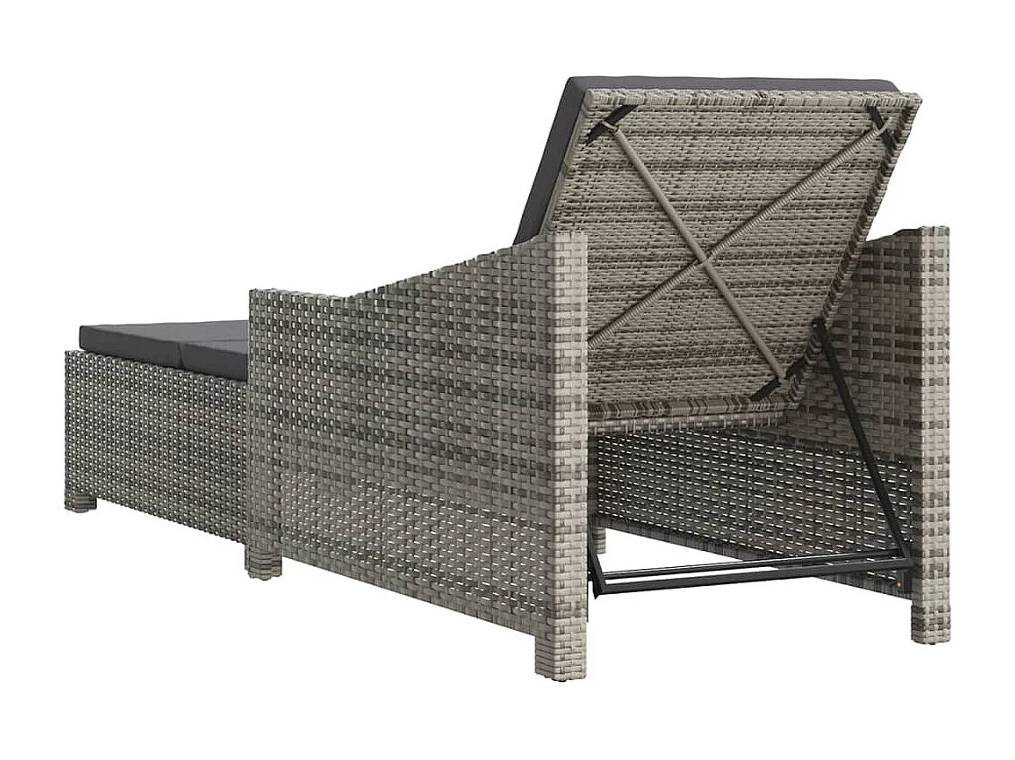 Ligbed met donkergrijs kussen poly rattan grijs