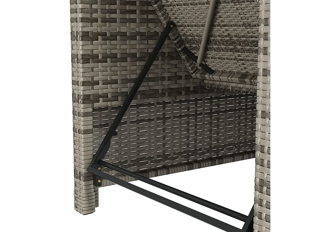 Ligbed met donkergrijs kussen poly rattan grijs