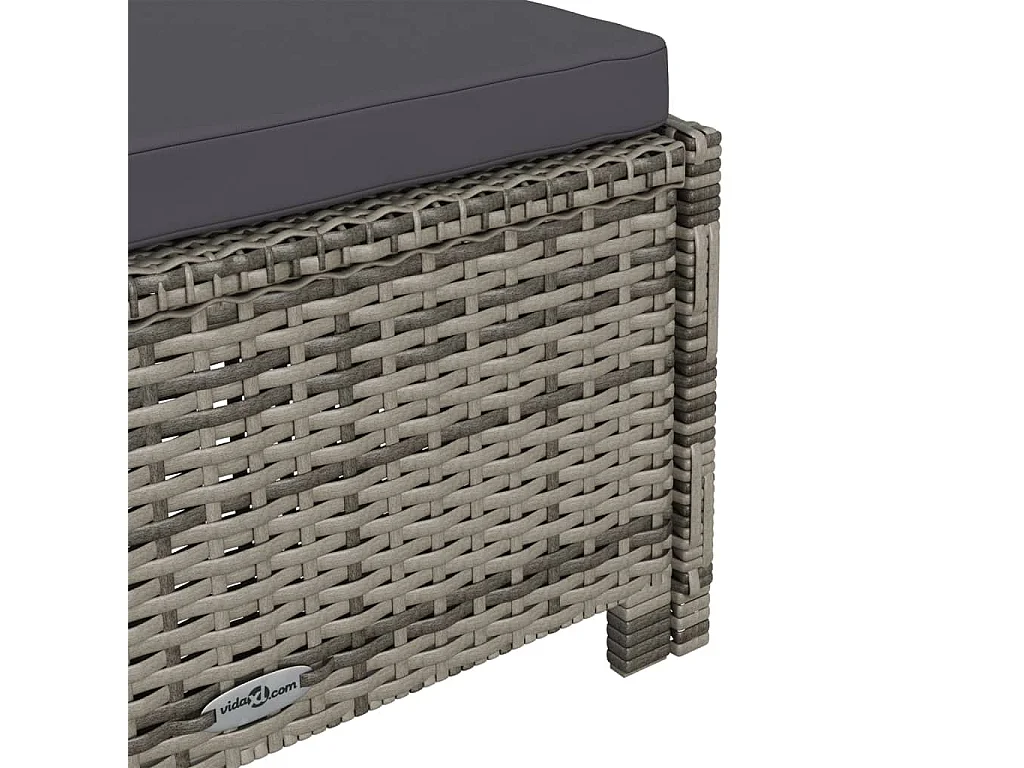 Ligbed met donkergrijs kussen poly rattan grijs