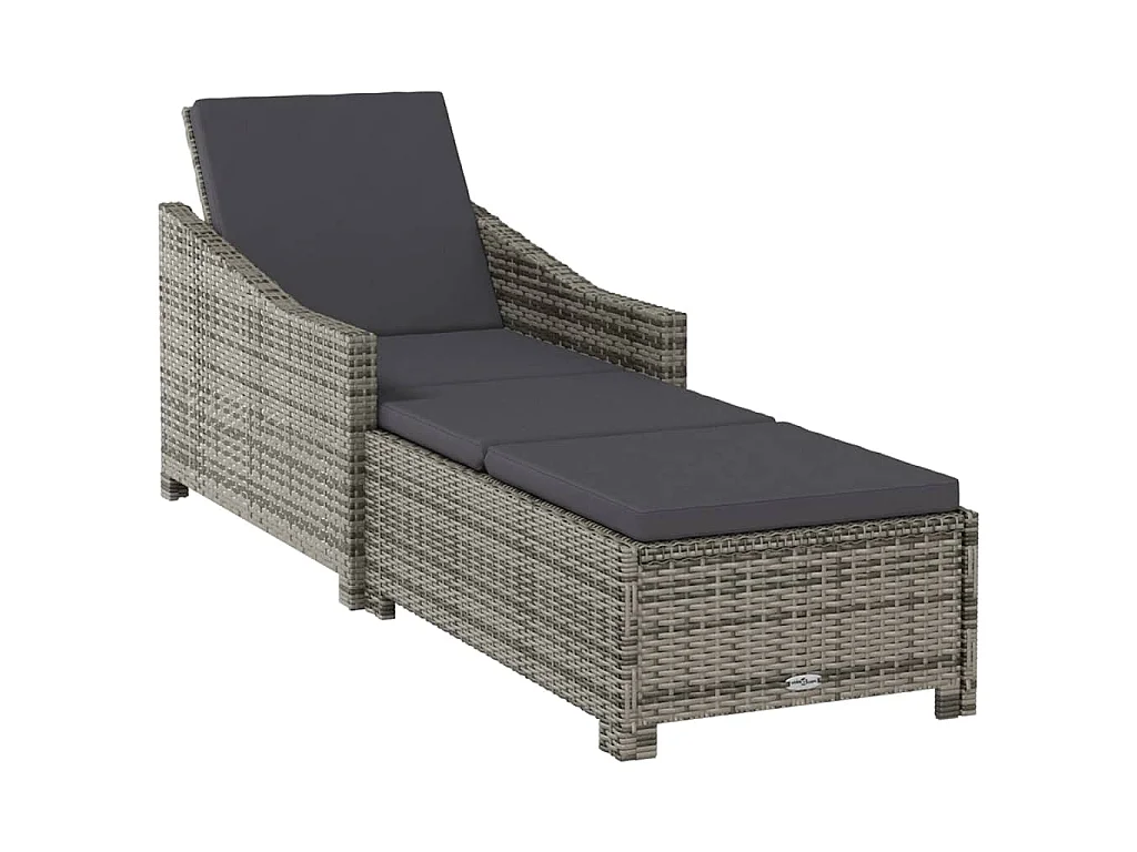 Ligbed met donkergrijs kussen poly rattan grijs