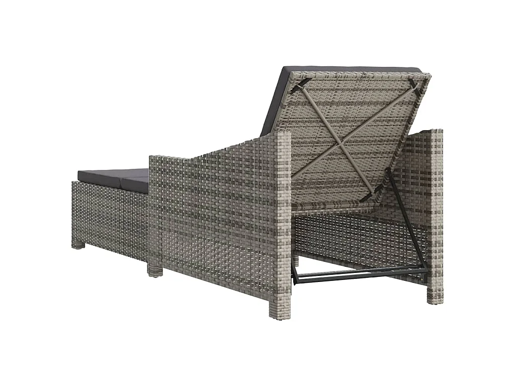 Ligbed met donkergrijs kussen poly rattan grijs