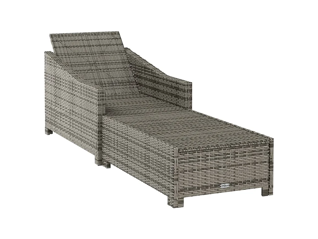 Ligbed met donkergrijs kussen poly rattan grijs