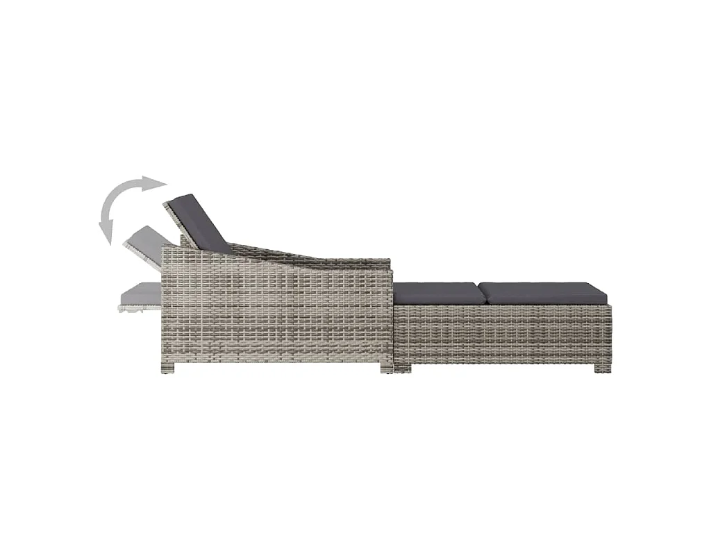 Ligbed met donkergrijs kussen poly rattan grijs