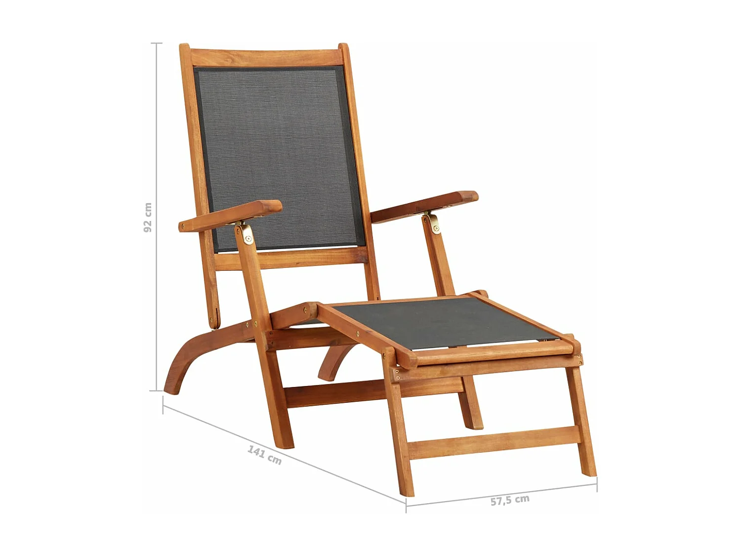 Chaise longue d'extérieur Bois d'acacia massif et textilene