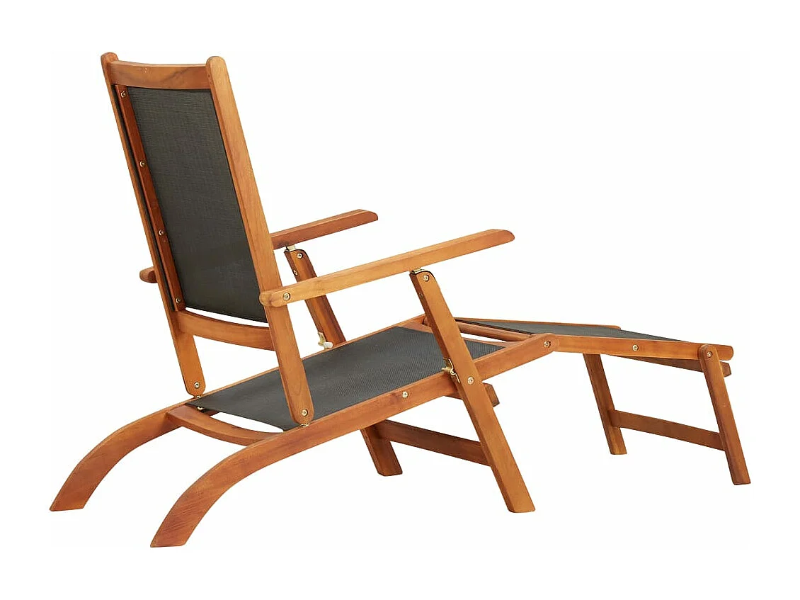 Chaise longue d'extérieur Bois d'acacia massif et textilene