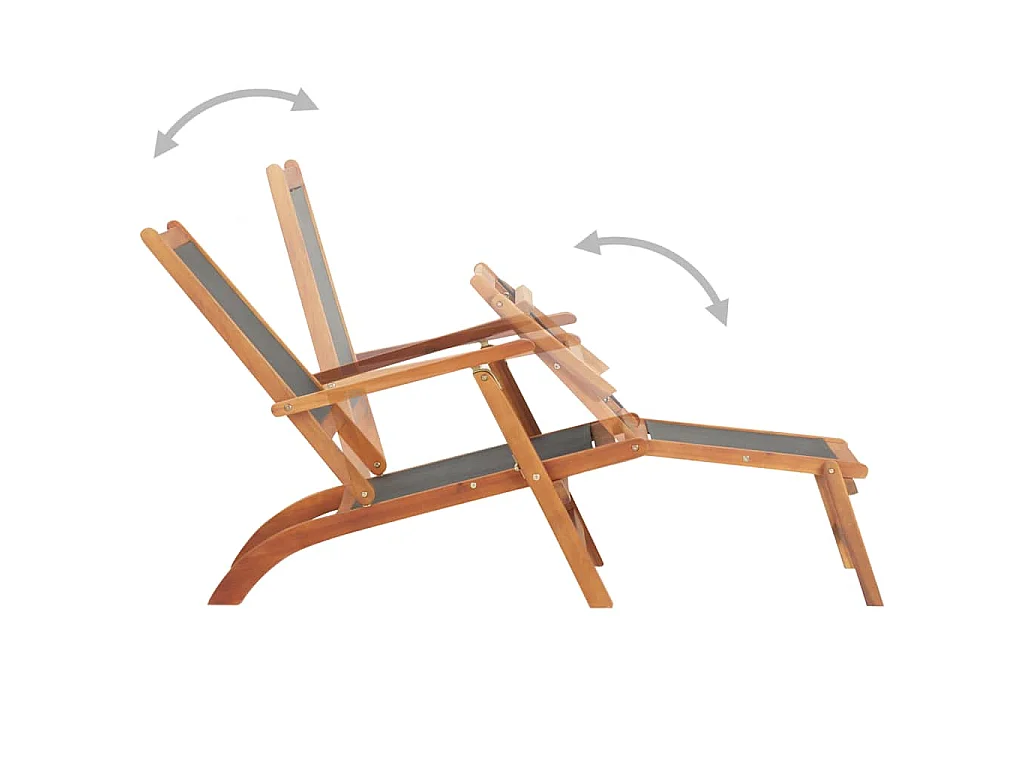 Chaise longue d'extérieur Bois d'acacia massif et textilene
