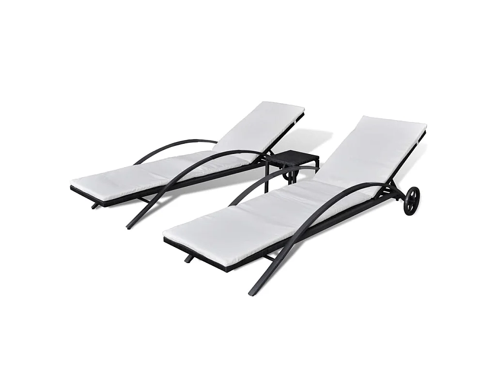 Espreguiçadeiras com mesa vime PE preto