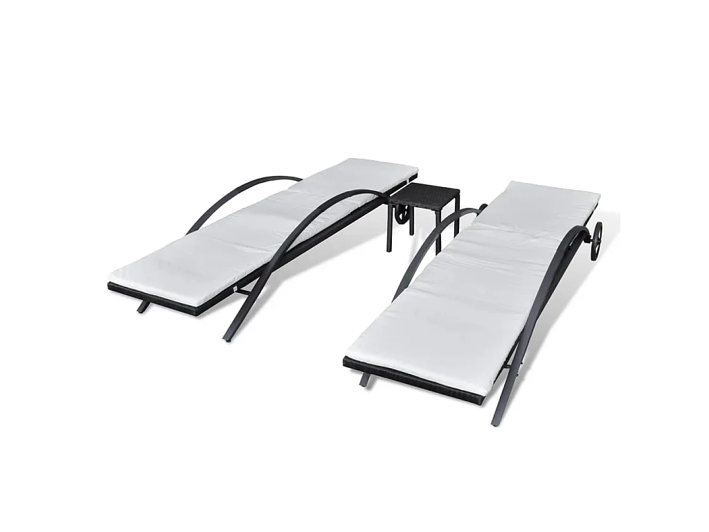 Espreguiçadeiras com mesa vime PE preto