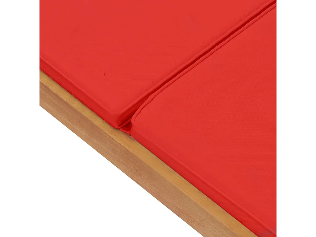 Ligbed met kussen massief teakhout rood