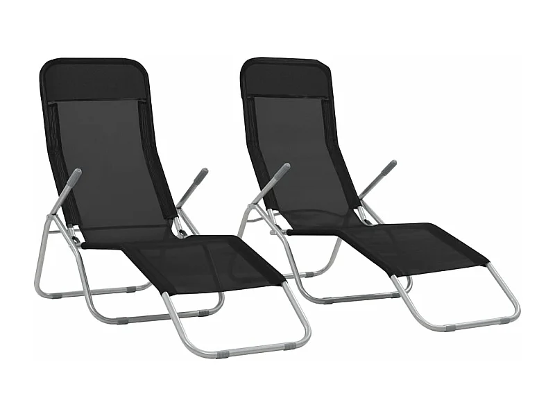 Espreguiçadeiras dobráveis 2 pcs textilene preto