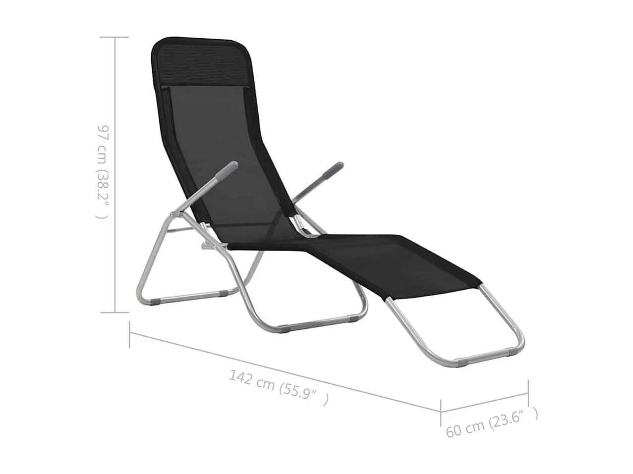 Chaises longues pliables lot de 2 Textilène Noir