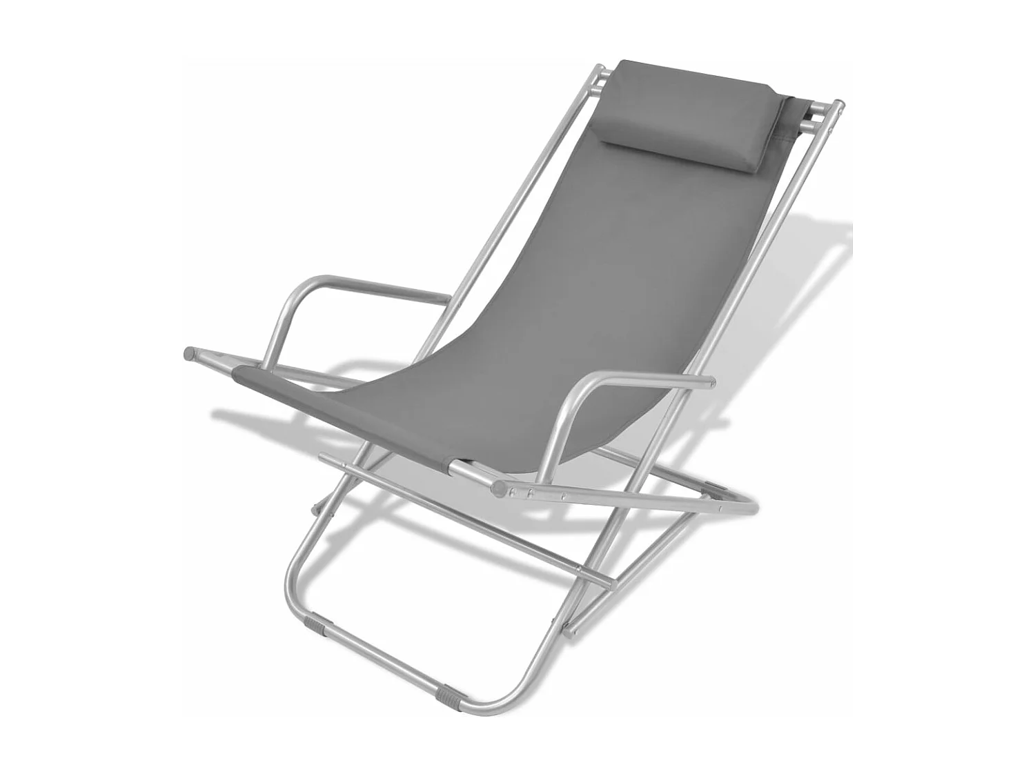 Chaises inclinables de terrasse lot de 2 Acier Gris