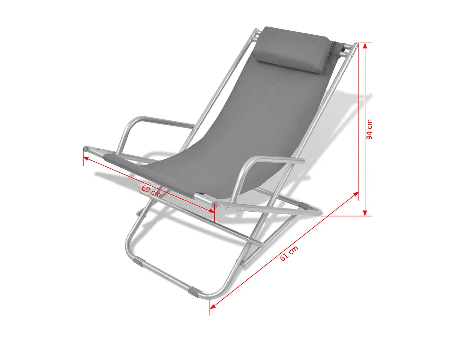 Chaises inclinables de terrasse lot de 2 Acier Gris