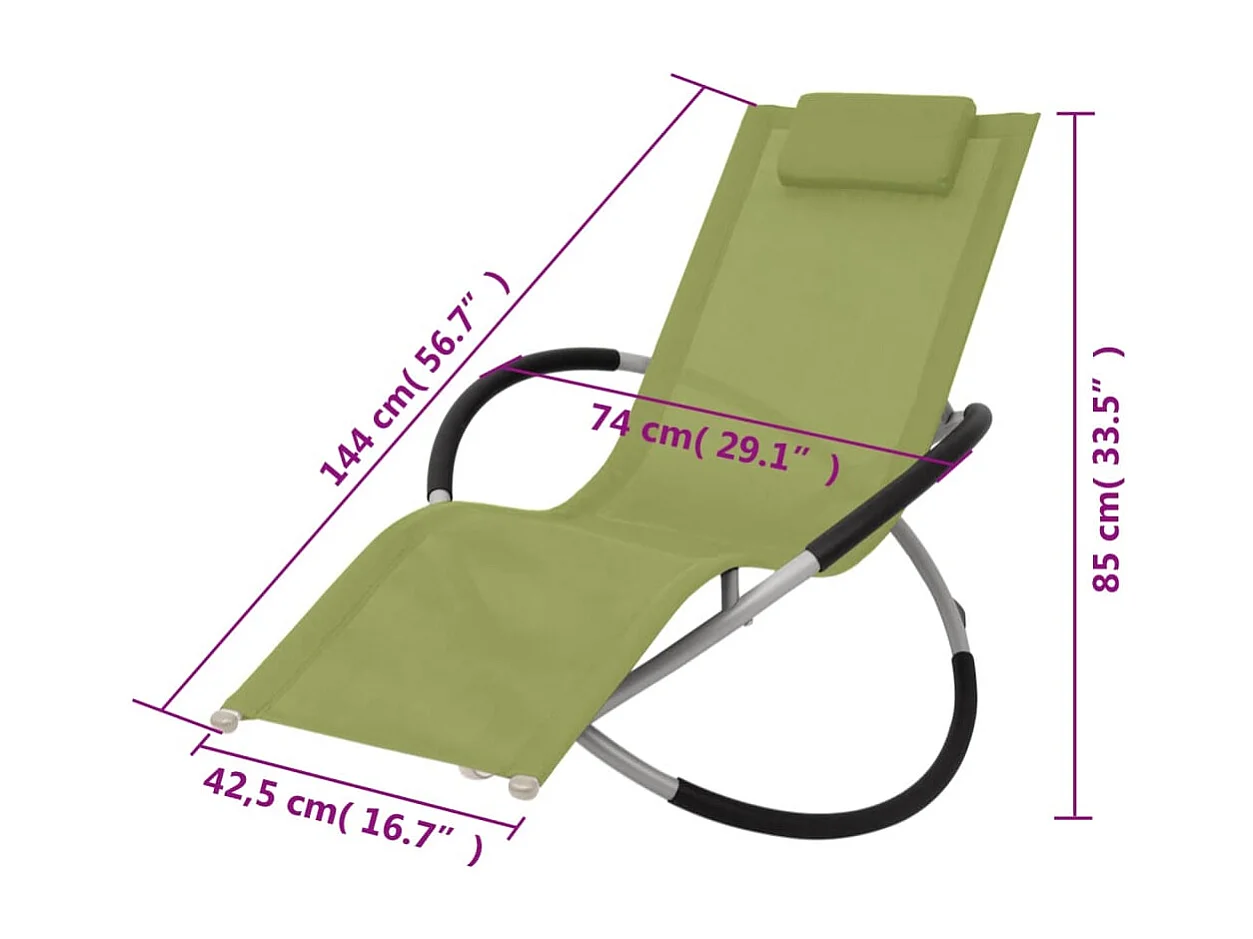 Chaise longue géométrique d'extérieur Acier Vert