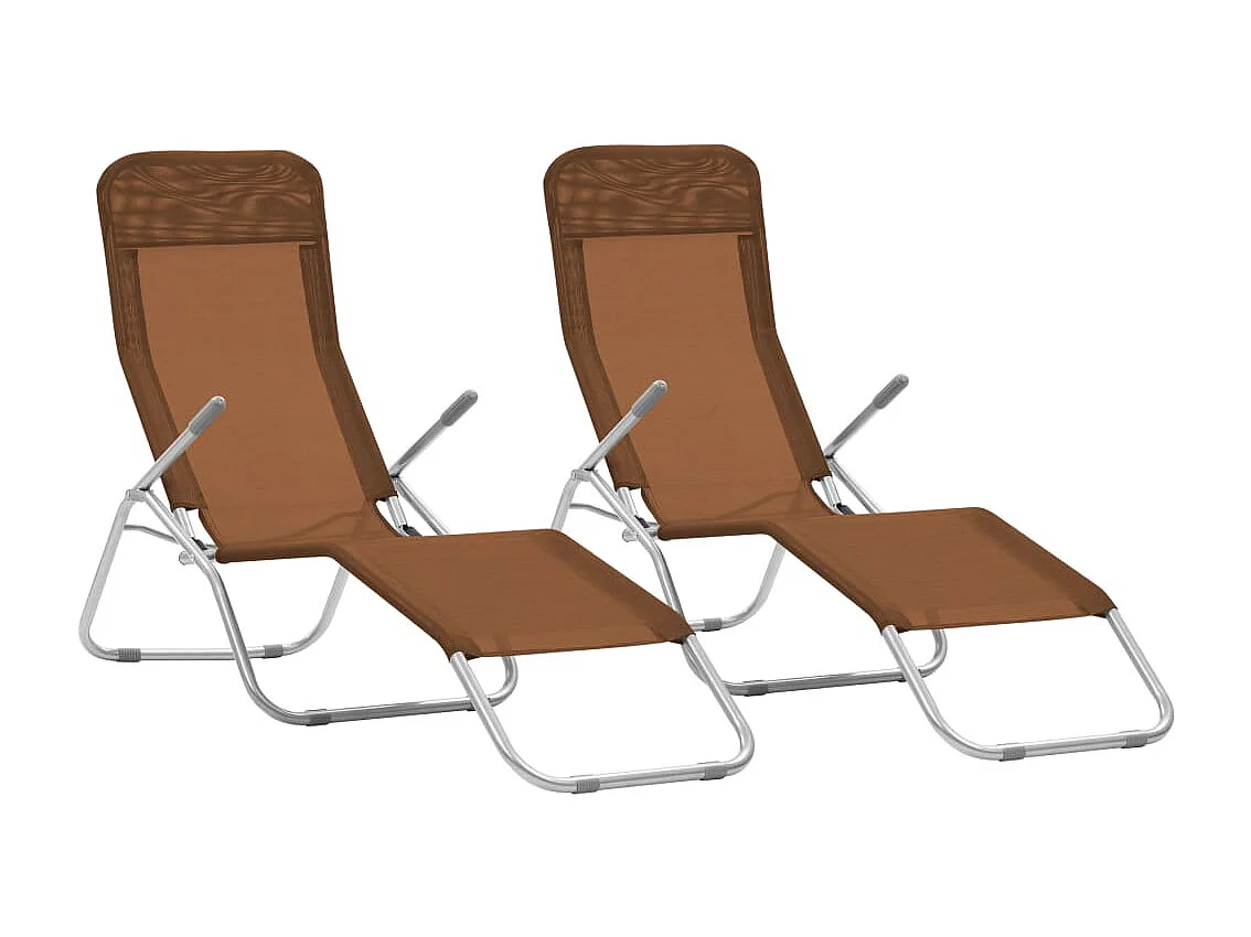 Chaises longues pliables lot de 2 Textilène Taupe
