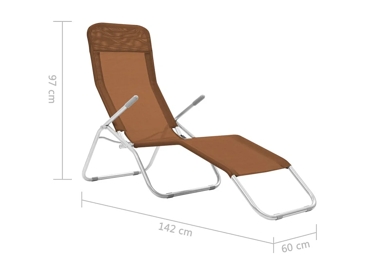 Chaises longues pliables lot de 2 Textilène Taupe