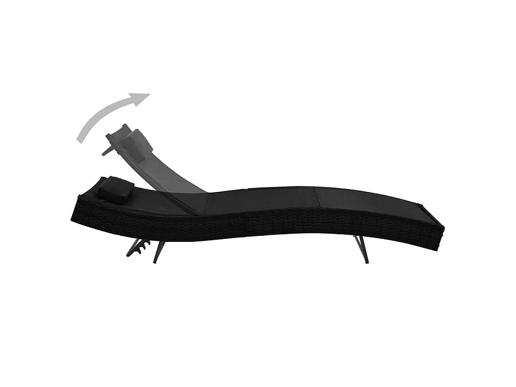 Espreguiçadeiras com mesa 2 pcs vime PE e textilene preto