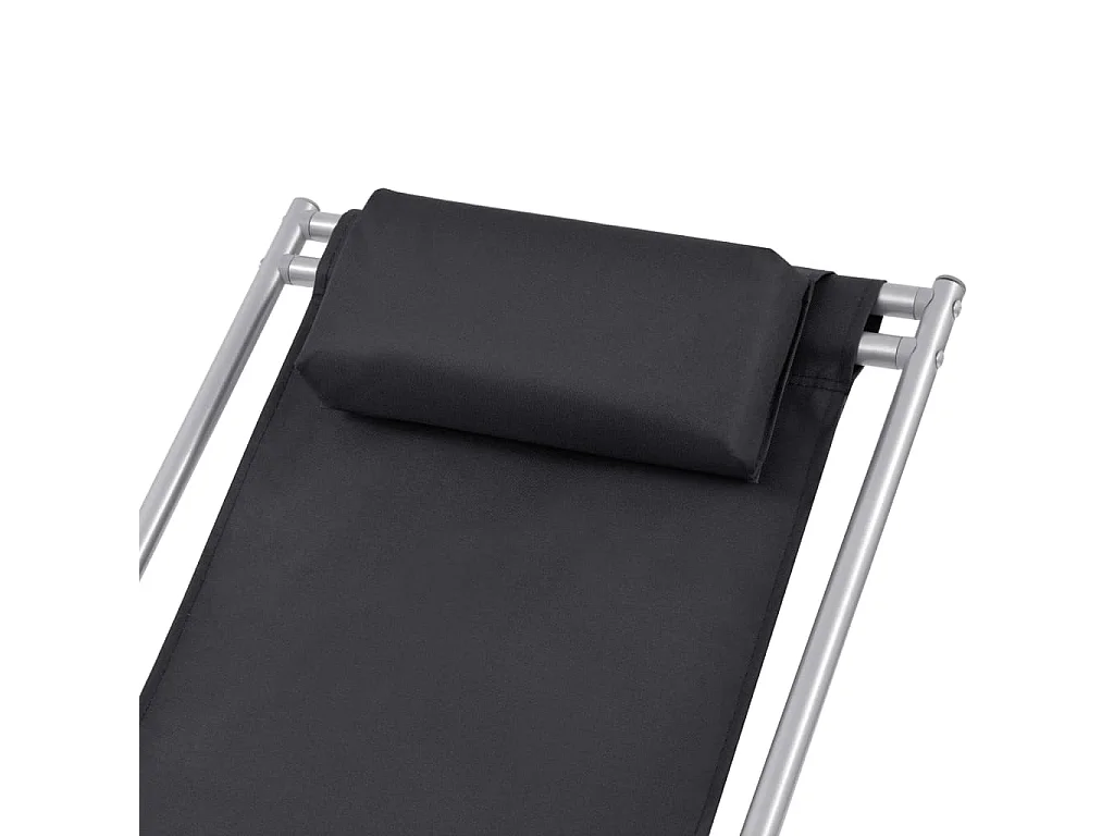 Chaises inclinables de terrasse lot de 2 Acier Noir