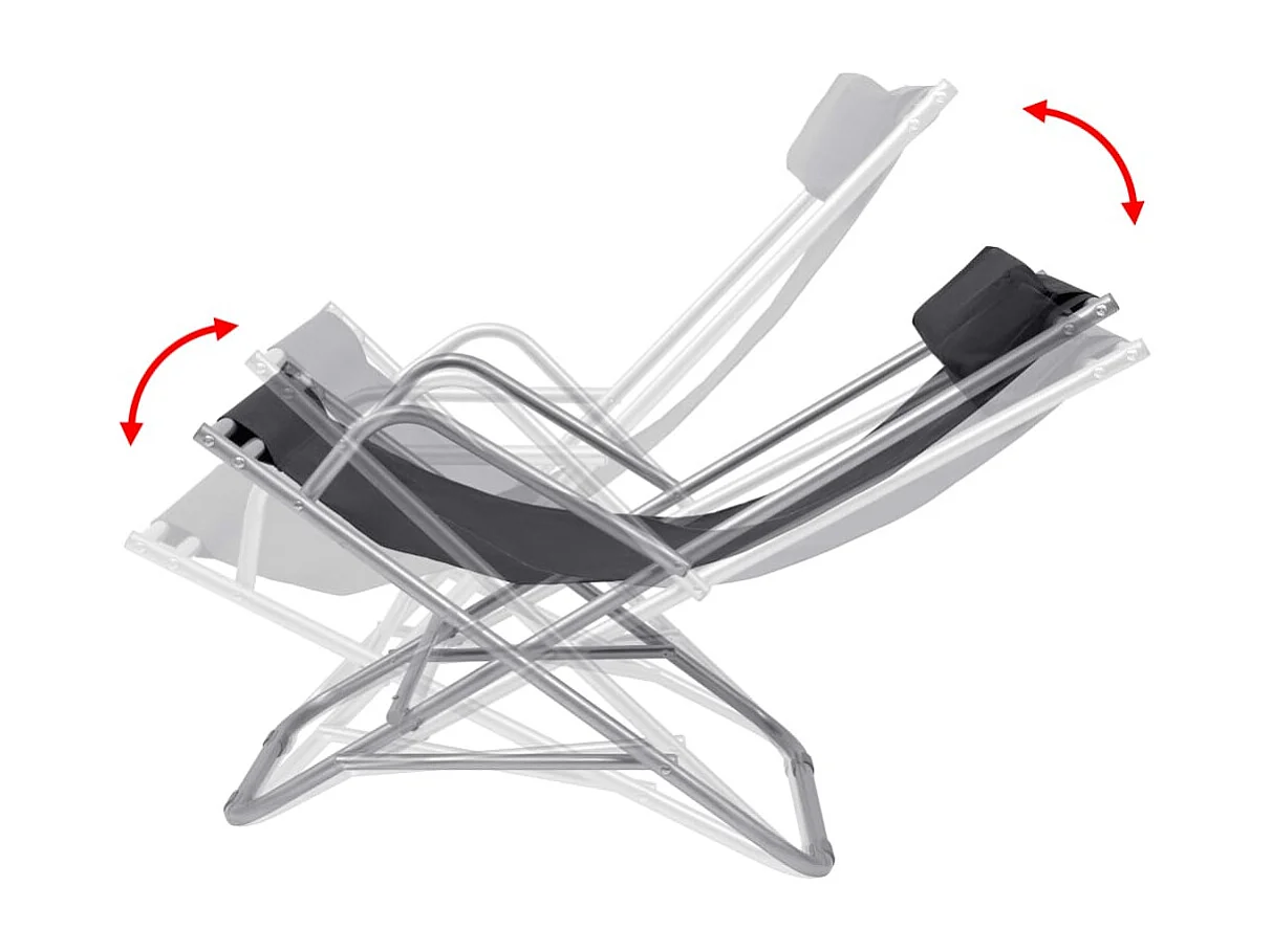Chaises inclinables de terrasse lot de 2 Acier Noir
