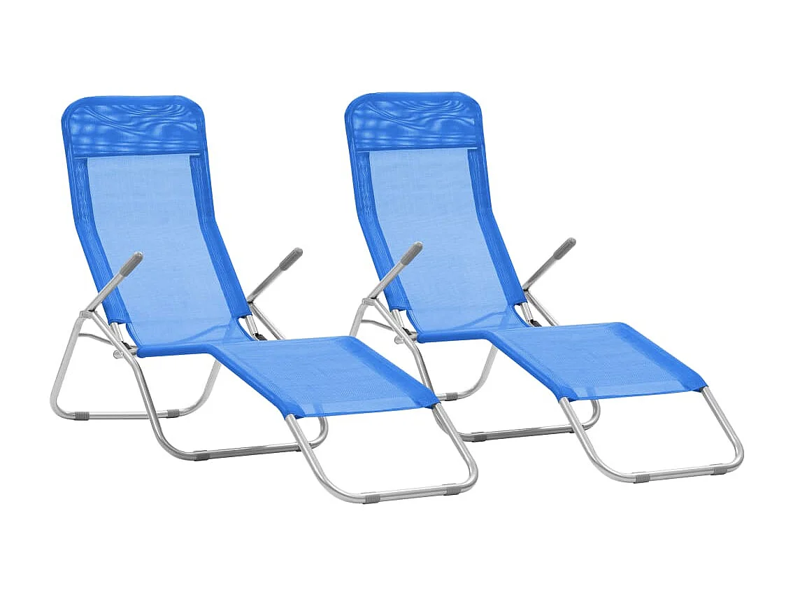 Chaises longues pliables lot de 2 Textilène Bleu