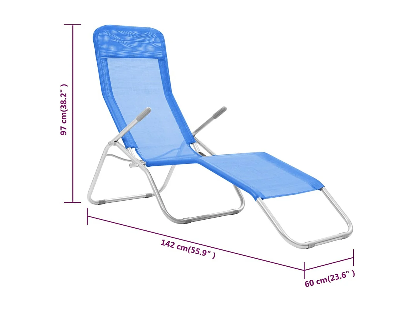 Chaises longues pliables lot de 2 Textilène Bleu