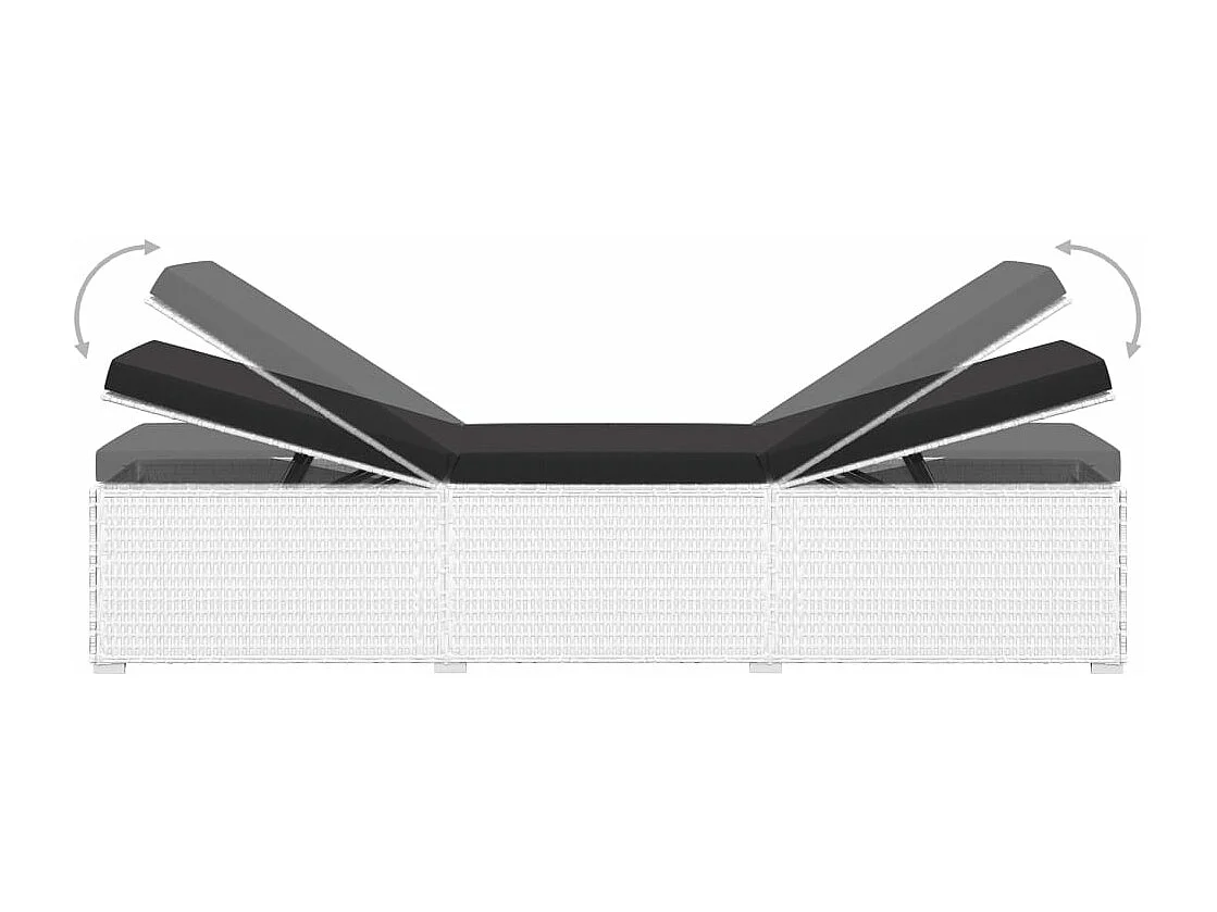 Lettini Prendisole con Tavolino 3 pz in Polyrattan Bianco