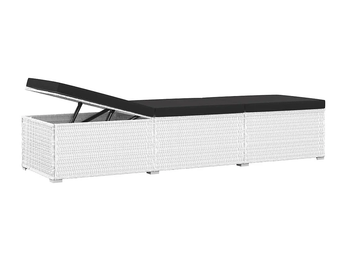 Lettini Prendisole con Tavolino 3 pz in Polyrattan Bianco