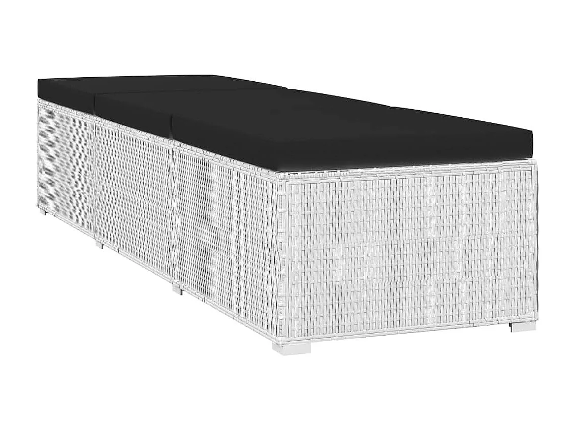 Chaises longues de jardin table à thé 3pcs Résine tressée Blanc
