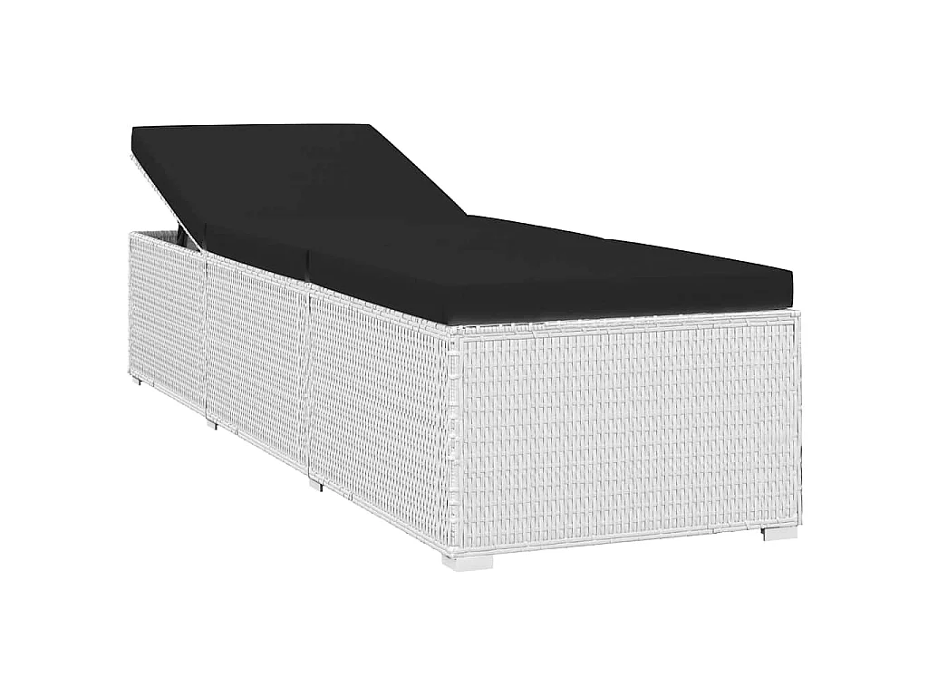 Chaises longues de jardin table à thé 3pcs Résine tressée Blanc