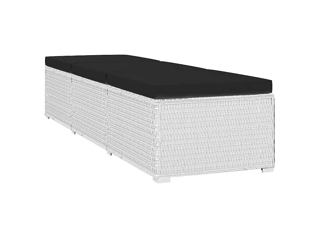 Chaises longues de jardin table à thé 3pcs Résine tressée Blanc