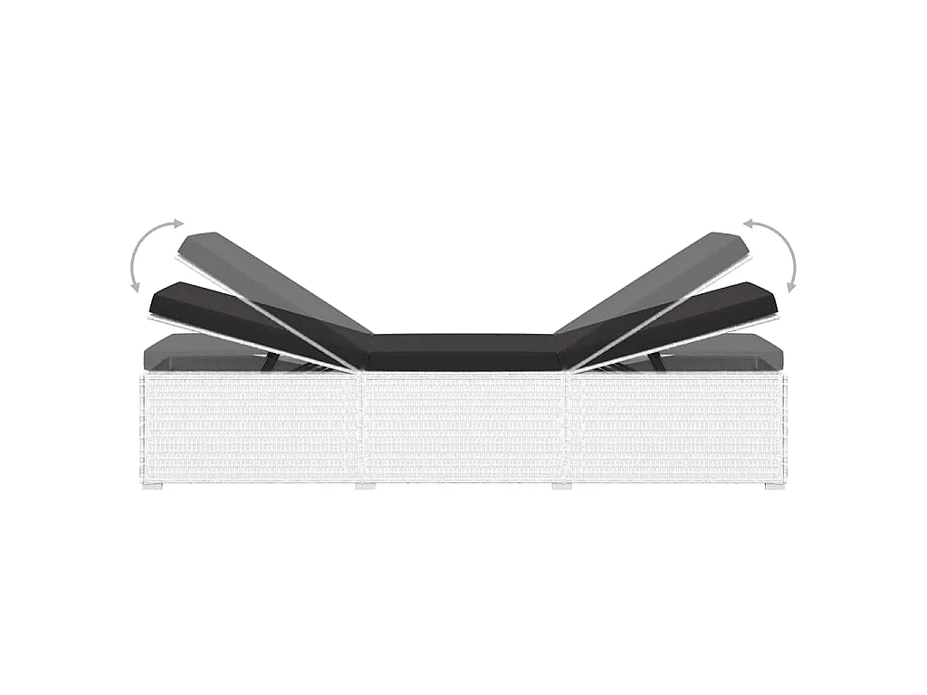Chaises longues de jardin table à thé 3pcs Résine tressée Blanc