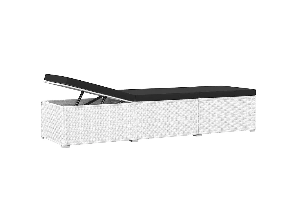 Chaises longues de jardin table à thé 3pcs Résine tressée Blanc