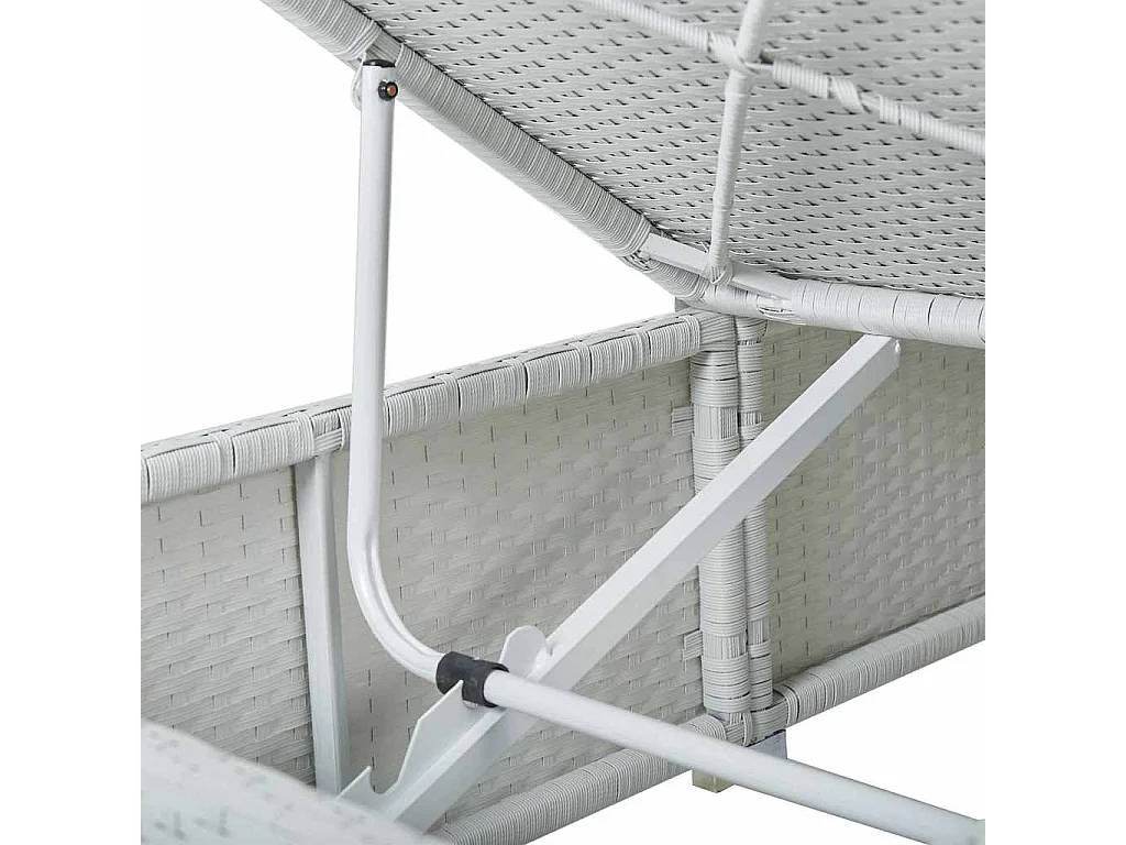 Chaises longues de jardin table à thé 3pcs Résine tressée Blanc