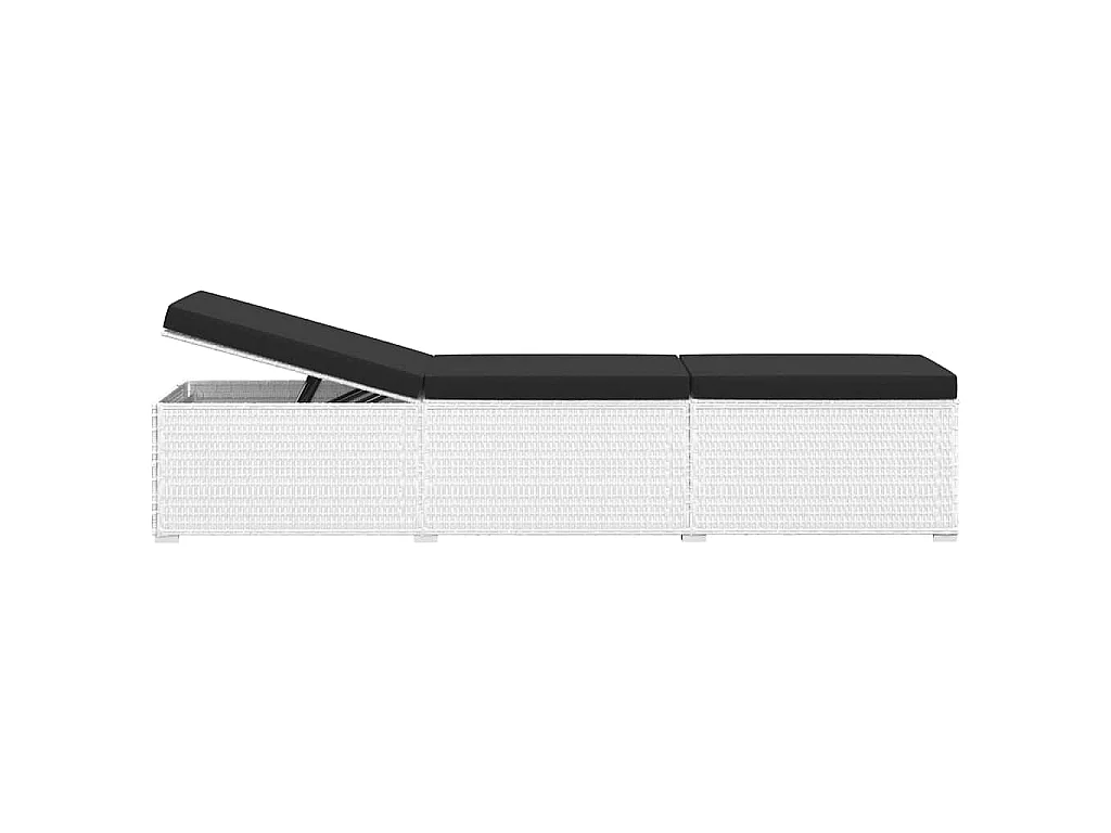 3-delige Ligbeddenset met theetafel poly rattan wit