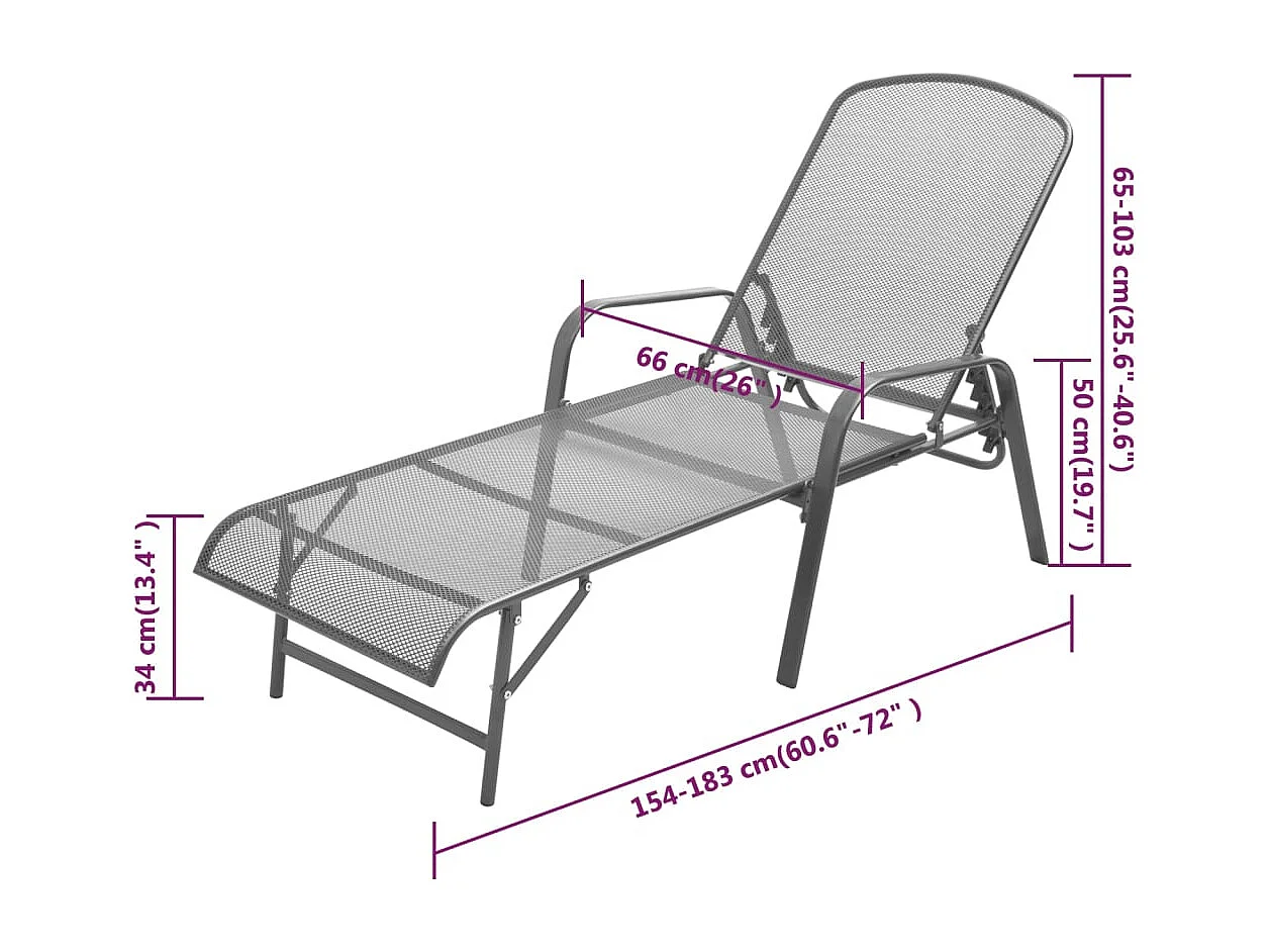 Chaise longue acier anthracite