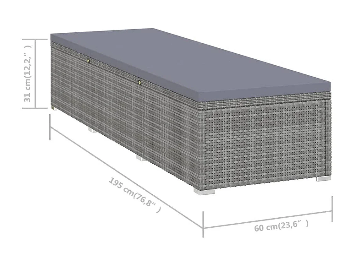 3-delige Ligbeddenset met theetafel poly rattan grijs